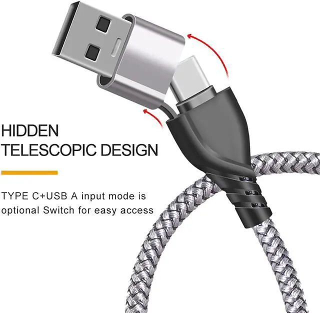 Alt view image 5 of 7 - Multi Charging Cable (2Pack 4FT) 6 in 1 USB A/C Charger Cable Nylon Braided Multiple USB Cable Universal Charging Cord with Type-C Micro USB and IP Port for Cell Phones Tablets and More