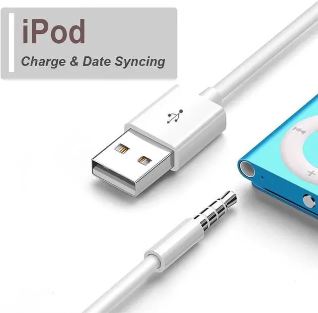 Alt view image 2 of 7 - i Charging Cable for iPod Shuffle Cable USB Data Sync Cable Cord 3.5mm Male AUX Plug to USB Male Adapter Cable Charger Converter Headphone Audio Extender Jack for iPod Shuffle 3 4 5 6 Gen 2-Pack