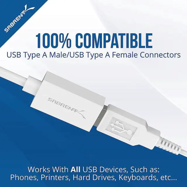 Alt view image 3 of 7 - S USB Extension Cable 10 Ft, USB 3.0 Type A Male to Female Extender Cord, Fast Data syncing & Transfer UP to 5 Gbps for Xbox, Playstation, Keyboard, Camera, Printer Hard Drive [White] (CB-301W)