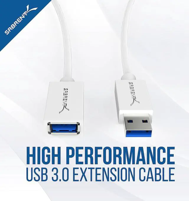 Alt view image 2 of 7 - S USB Extension Cable 10 Ft, USB 3.0 Type A Male to Female Extender Cord, Fast Data syncing & Transfer UP to 5 Gbps for Xbox, Playstation, Keyboard, Camera, Printer Hard Drive [White] (CB-301W)