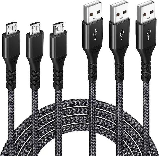 Main image of Micro USB Cable3Pack 6.6FTC Micro USB Android Charger Fast Charging Cable Nylon Braided Charging Cord Compatible with Samsung Galaxy S7 S6 S5 LG Sony HTC PS4 Xbox
