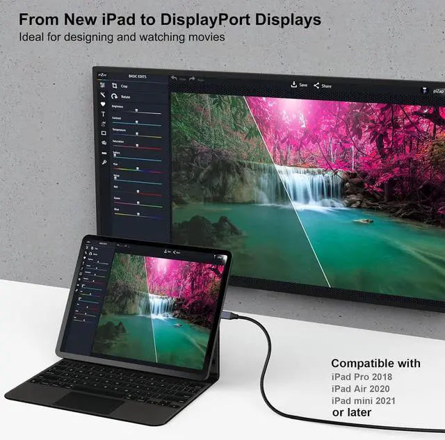 Alt view image 6 of 7 - USB-C to DisplayPort 6 Feet Cable(4K@60Hz 2K@144Hz) USB Type-C to DisplayPort Cable [Thunderbolt 3/4 Compatible] with iPhone 15 Pro/Max MacBook Pro/Air 2023 iPad Pro iMac S23 XPS 17