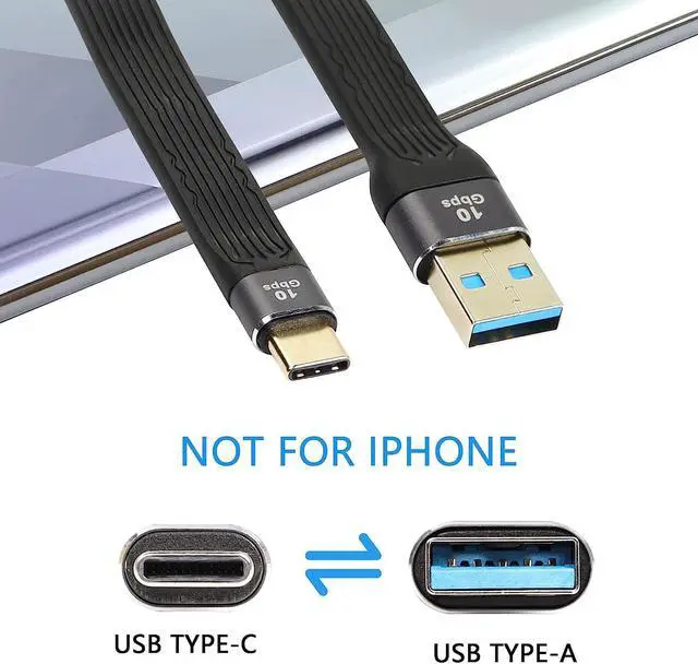 Alt view image 2 of 7 - C 10Gbps Short USB Type C Cable,5inch USB A 3.0 Male to USB C 3.1 Male Cable,USB C 3.1 3A Fast Charging FPC Flat Cable Compatible with Power Bank, Car Charger,Phone(c-a)