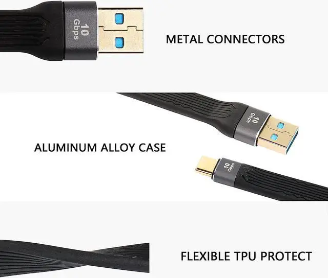 Alt view image 3 of 7 - C 10Gbps Short USB Type C Cable,5inch USB A 3.0 Male to USB C 3.1 Male Cable,USB C 3.1 3A Fast Charging FPC Flat Cable Compatible with Power Bank, Car Charger,Phone(c-a)