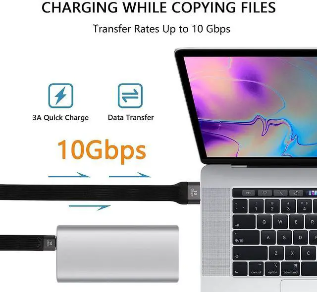 Alt view image 4 of 7 - C 10Gbps Short USB Type C Cable,5inch USB A 3.0 Male to USB C 3.1 Male Cable,USB C 3.1 3A Fast Charging FPC Flat Cable Compatible with Power Bank, Car Charger,Phone(c-a)