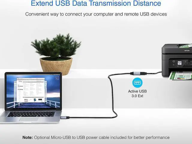 Alt view image 4 of 7 - B USB 3.0 Extension Cable (6FT/2M, Active, 5 Gbps, Type A Male to Female Adapter Cord) - Long USB Repeater Extender for VR Headset, Printer, Hard Drive, Flash Drive, Keyboard, Mouse, Xbox