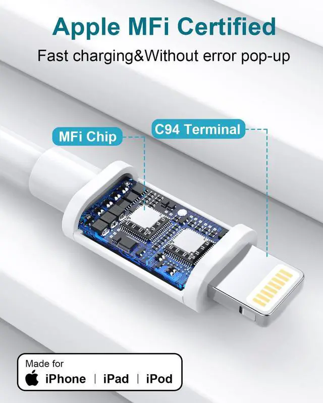 Alt view image 3 of 7 - USB C to Lightning Cable 6ft 3Pack[Apple MFi Certified], iPhone Cable 6ft iPhone Charger Cable Apple Charger Cable Cord Type C to Lightning Cable Fast Charging for iPhone 14 13 12 Pro Max/11/XS/X/iPad