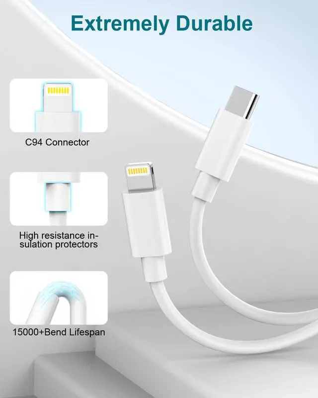 Alt view image 5 of 7 - USB C to Lightning Cable 6ft 3Pack[Apple MFi Certified], iPhone Cable 6ft iPhone Charger Cable Apple Charger Cable Cord Type C to Lightning Cable Fast Charging for iPhone 14 13 12 Pro Max/11/XS/X/iPad