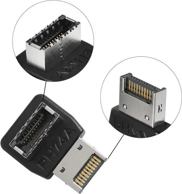 Alt view image 4 of 6 - Right Angle USB Type E Adapter USB3.1 Type E Header Converter 90 Degree Steering Elbow for Computer Motherboard (PH74A)