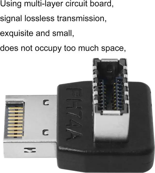 Alt view image 5 of 6 - Right Angle USB Type E Adapter USB3.1 Type E Header Converter 90 Degree Steering Elbow for Computer Motherboard (PH74A)