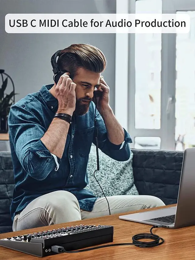 Alt view image 3 of 7 - Printer Cable USB C to B 15FT, CableCreation USB B to C Printer Cable Scanner Cable for HP Brother MIDI Cable for Yamaha Casio Digital Piano MIDI Controller Electric Keyboard 4.5M Black