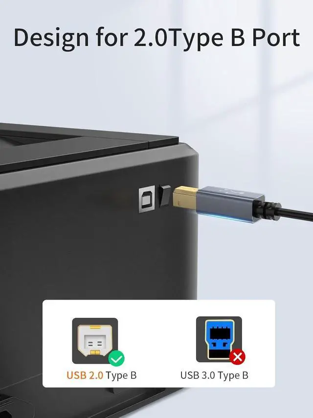 Alt view image 5 of 7 - Printer Cable USB C to B 15FT, CableCreation USB B to C Printer Cable Scanner Cable for HP Brother MIDI Cable for Yamaha Casio Digital Piano MIDI Controller Electric Keyboard 4.5M Black