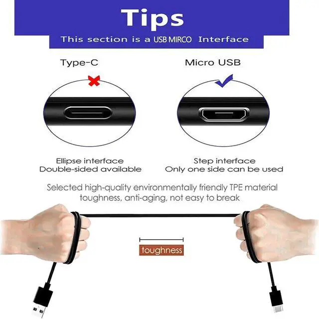 Alt view image 5 of 6 - Micro USB Fast Wall Charger Charging Cable Cord fit for Lg flip Phone, Orbic Journey V, Orbic Slim, CAT S60 S41 S42 S31 B30, Freestyle Libre Reader 2 Libre 14 Day & More Flip Cell Phone Charge