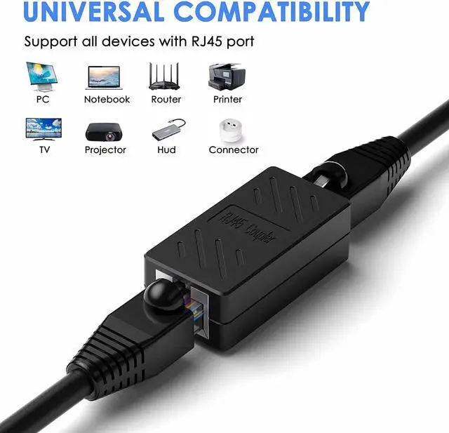 Alt view image 3 of 7 - Y.D.F RJ45 Coupler Inline Coupler Cat 8 Cat 7 Cat 6 Cat 5e Cat 5 Ethernet Coupler Ethernet Extension Cable Ethernet Cable Extender for TV/Router/PC/Network switch/Xbox/PlayStation/Switch5 Pack