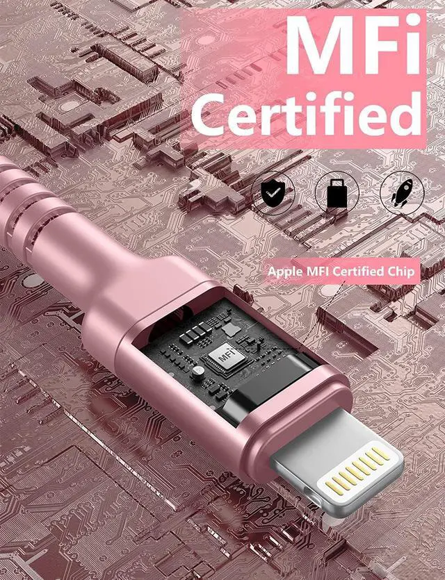 Alt view image 3 of 6 - USB C iPhone Charger Cable Fast Charging 2Pack 6FT USB Type C to Lightning Cable [ MFi Certified] iPhone Fast Charger Cord Compatible with iPhone 14/13/12/11 Pro Max/XS MAX/XR/XS/8/iPad-Pink