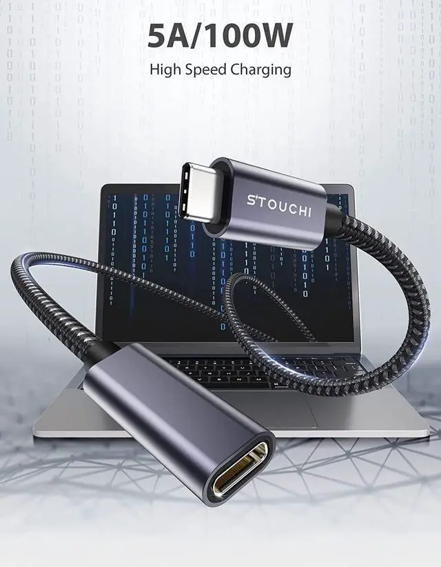 Alt view image 2 of 7 - Stouchi USB C Extension Cable 10FT/3M, USB C Extension Cable Type C 3.1 Male to Female Fast Charging & Audio Data Transfer for Galaxy S23, iPad Mini/pro, MacBook Air M2/ M1 Mac Mini/pro, Mag- Safe