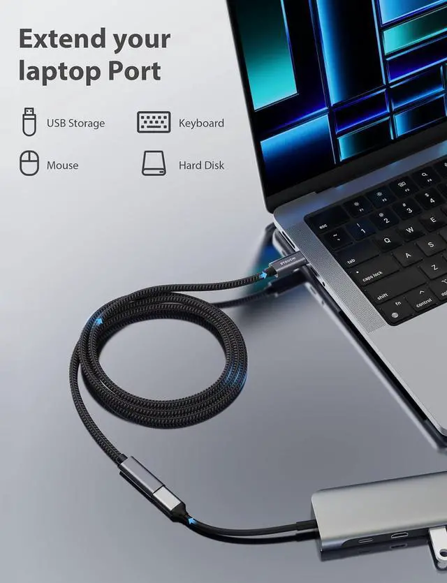 Alt view image 4 of 7 - Stouchi USB C Extension Cable 10FT/3M, USB C Extension Cable Type C 3.1 Male to Female Fast Charging & Audio Data Transfer for Galaxy S23, iPad Mini/pro, MacBook Air M2/ M1 Mac Mini/pro, Mag- Safe