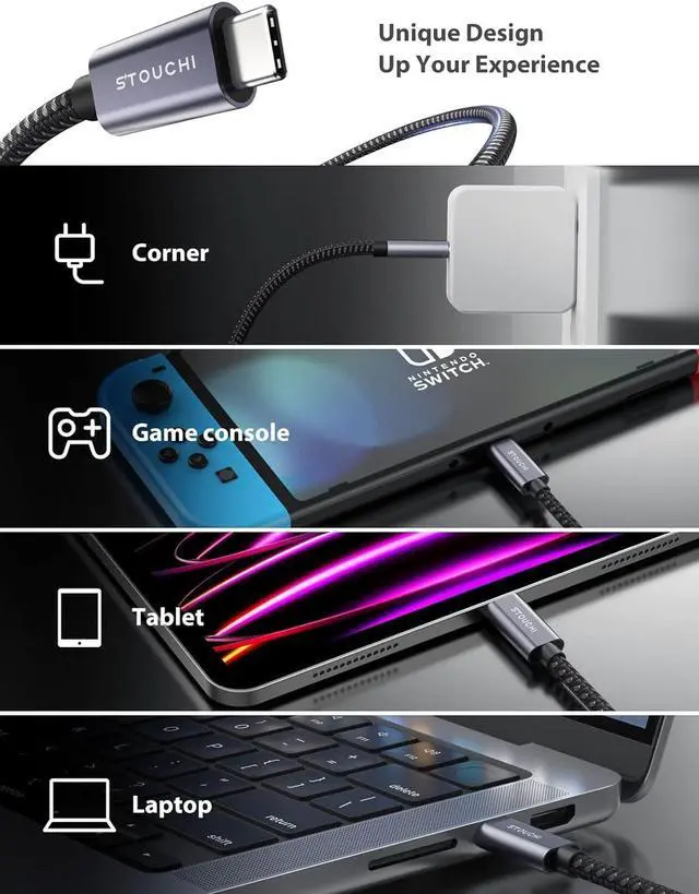 Alt view image 7 of 7 - Stouchi USB C Extension Cable 10FT/3M, USB C Extension Cable Type C 3.1 Male to Female Fast Charging & Audio Data Transfer for Galaxy S23, iPad Mini/pro, MacBook Air M2/ M1 Mac Mini/pro, Mag- Safe