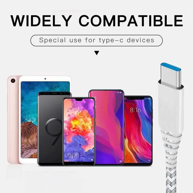 Alt view image 6 of 7 - Long USB Type C Charger Cable 10ft 2Pack Charging Cord for Samsung Galaxy S20 S21 Plus Ultra FE 5G A10E A11 A71 A20 A72 A12 A13 A52 A53 A23,Note10,S20Plus,Nokia 7.2 6.2 8.3 8-V,Fast Charge Power Wire