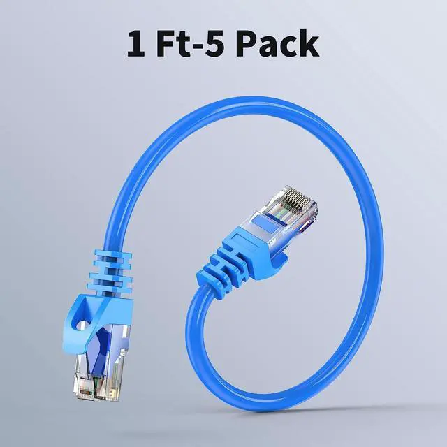 Alt view image 2 of 7 - CableCreation Cat 6 Ethernet Cable 5 Pack 1ft, Internet Network Cords Patch LAN Cable, 23 AWG High Speed RJ45 Wire for Router, Modem, Computer, Short Ethernet Cable1 FT, Blue
