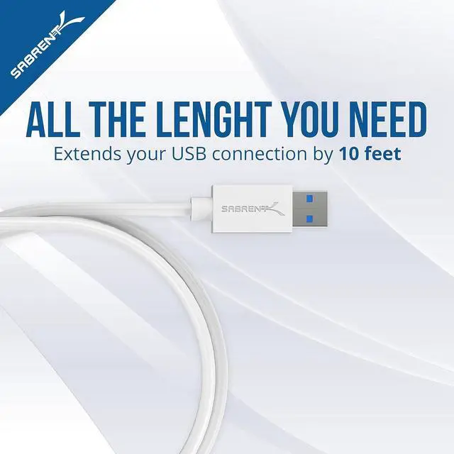 Alt view image 4 of 7 - S USB Extension Cable 10 Ft, USB 3.0 Type A Male to Female Extender Cord, Fast Data syncing & Transfer UP to 5 Gbps for Xbox, Playstation, Keyboard, Camera, Printer Hard Drive [White] (CB-301W)