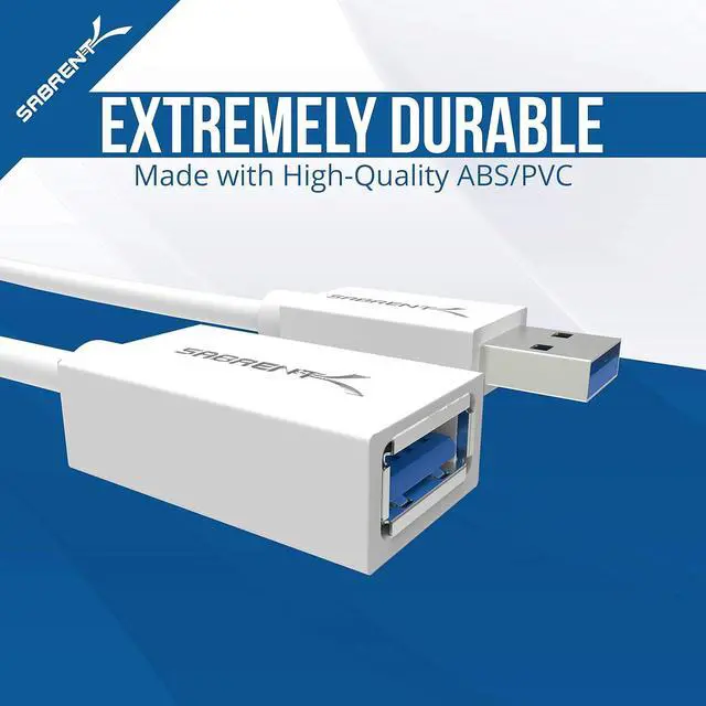 Alt view image 7 of 7 - S USB Extension Cable 10 Ft, USB 3.0 Type A Male to Female Extender Cord, Fast Data syncing & Transfer UP to 5 Gbps for Xbox, Playstation, Keyboard, Camera, Printer Hard Drive [White] (CB-301W)