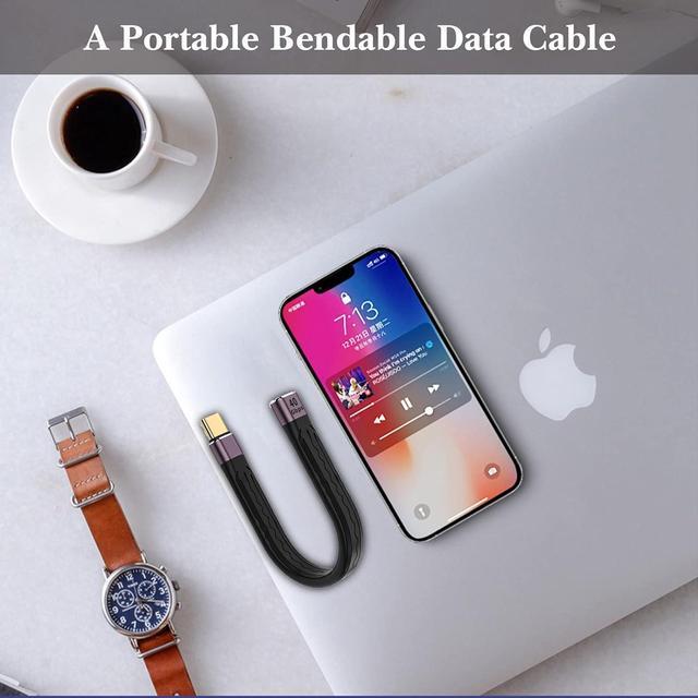 Alt view image 5 of 6 - USB C Extension Cable(0.4Ft), Short USB-C Male to Female Flexible Cable Support Thunderbolt 4/3,USB4, PD 100W,8K/4K Video,40Gbps Date Transfer for External SSD, EGPU, Docking,MacBook,Phone