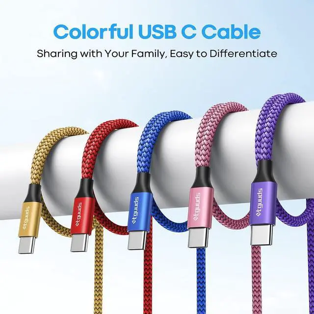 Alt view image 7 of 7 - etguuds Color USB C Cable 6ft, 5-Pack USB to USB C Cable 3A Fast Charging Type C Cable Braided Data Cord for Samsung Galaxy S23 S22 S21 S20 S10 A23 Note 10 20, Tab A8 A7 S6 S7, Pixel LG Moto