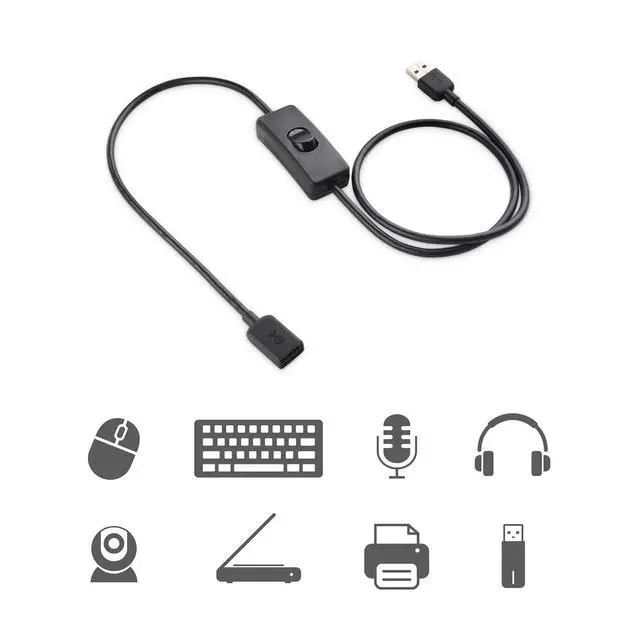 Alt view image 6 of 7 - Cable Matters 2 Pack USB On Off Switch 3 ft Support Data and Power, Short USB Extension Cable with On Off Switch (USB Power Switch)