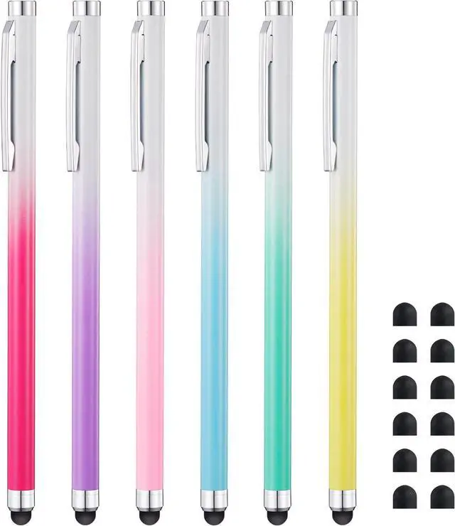 Main image of Stylus Pens for Touch Screens (6 Pack) Linfanc High Sensitivity and Precision Capacitive Stylus Pens for iPad Tablets Smartphones and All Universal Touch Screen Devices Extra 12 Replacement Tips