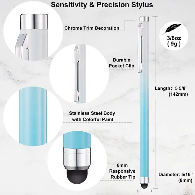 Alt view image 2 of 7 - Stylus Pens for Touch Screens (6 Pack) Linfanc High Sensitivity and Precision Capacitive Stylus Pens for iPad Tablets Smartphones and All Universal Touch Screen Devices Extra 12 Replacement Tips