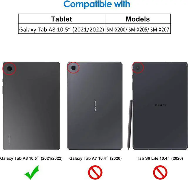 Alt view image 2 of 7 - Case for  Galaxy Tab A8 10.5-Inch 2022 (SM-X200/X205/X207) Slim Lightweight Stand Protective Tablet Cover with Auto Wake/Sleep (Black)