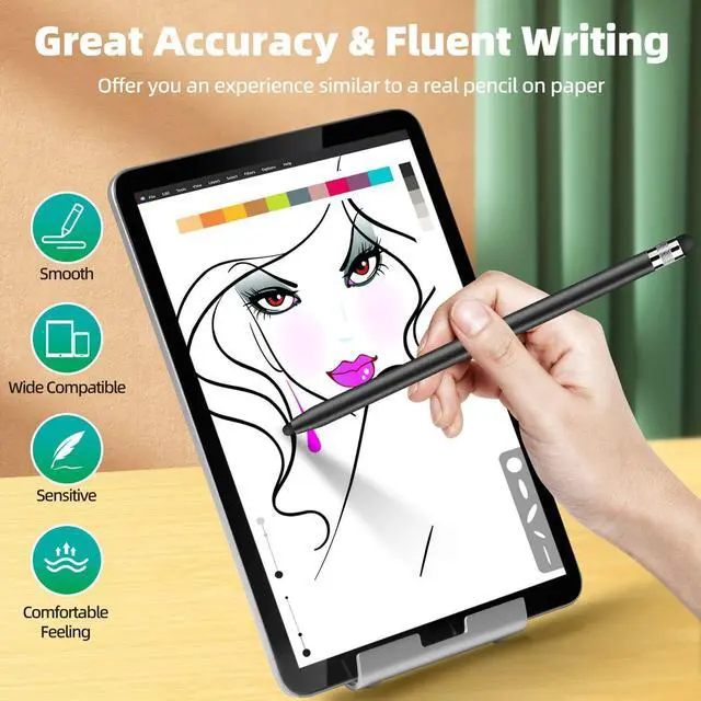 Alt view image 2 of 7 - Stylus Pens for Touch Screens 5 Pack Stylus Pen for iPad iPhone Android Chromebook Tablets and More Capacitive Touchscreen Devices High Sensitivity & Precision No Scratches Rubber Tips Stylist