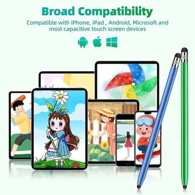 Alt view image 4 of 7 - Stylus Pens for Touch Screens 5 Pack Stylus Pen for iPad iPhone Android Chromebook Tablets and More Capacitive Touchscreen Devices High Sensitivity & Precision No Scratches Rubber Tips Stylist