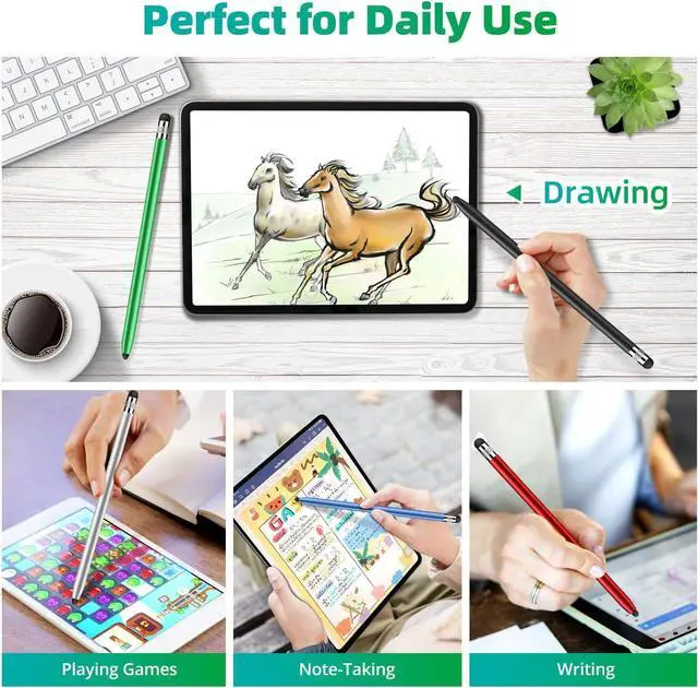 Alt view image 5 of 7 - Stylus Pens for Touch Screens 5 Pack Stylus Pen for iPad iPhone Android Chromebook Tablets and More Capacitive Touchscreen Devices High Sensitivity & Precision No Scratches Rubber Tips Stylist