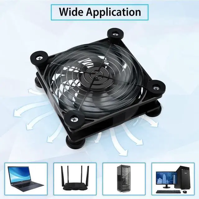Alt view image 3 of 6 - N 2Pack Quiet 120mm USB Fan Dual-Ball Bearings, USB Fan 5V, with L/M/H 3-Degree Speed Controller High Airflow Cooling Fan for Router Modem Receiver DVR Playstation Xbox TV Box
