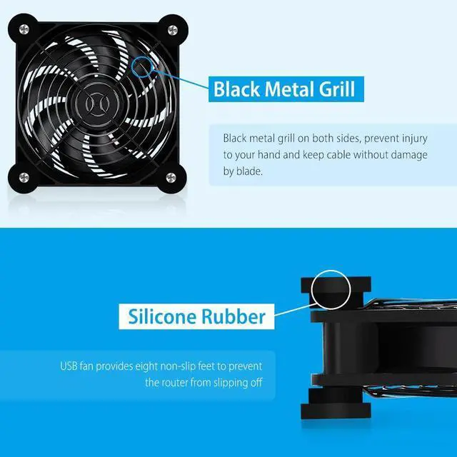 Alt view image 4 of 6 - N 2Pack Quiet 120mm USB Fan Dual-Ball Bearings, USB Fan 5V, with L/M/H 3-Degree Speed Controller High Airflow Cooling Fan for Router Modem Receiver DVR Playstation Xbox TV Box