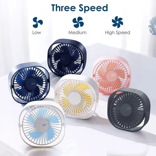 Alt view image 5 of 7 - Simpeak USB Fan, Portable Small Desk Fan Quiet (No Battery), 3 Speed 360° Adjustable Mini Table Fan USB, Personal Fan for Home Office Bedroom, Dark Blue
