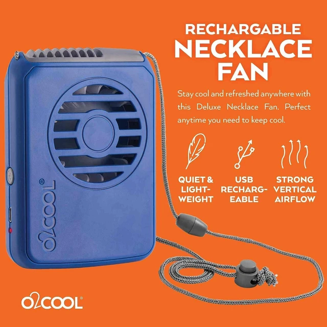 Alt view image 2 of 7 - O2COOL Personal Travel Rechargeable Battery Powered Neck Cooling Fan, Single Pack (Dark Blue)