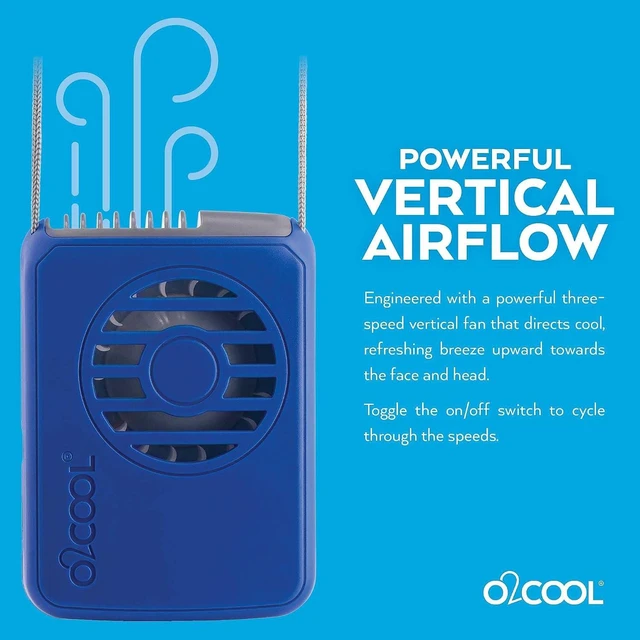 Alt view image 3 of 7 - O2COOL Personal Travel Rechargeable Battery Powered Neck Cooling Fan, Single Pack (Dark Blue)
