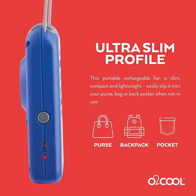 Alt view image 5 of 7 - O2COOL Personal Travel Rechargeable Battery Powered Neck Cooling Fan, Single Pack (Dark Blue)