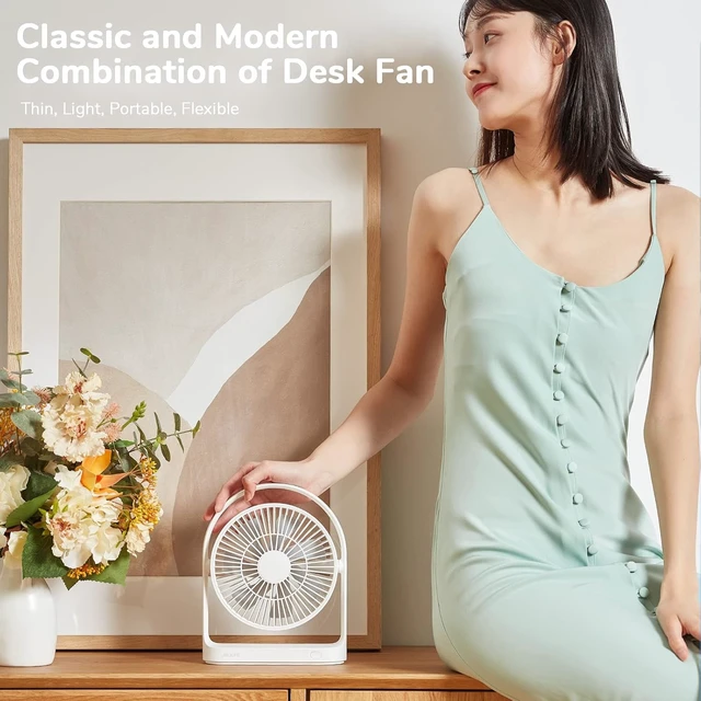 Alt view image 6 of 6 - JISULIFE Desk Fan, 4000mAh USB Rechargeable Electric Table Fan