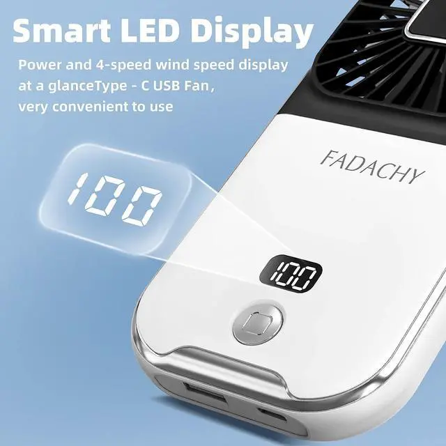 Alt view image 5 of 6 - Mini Handheld Fan - USB Rechargeable 3000mAh Battery Operated, Personal Fan for Outdoor, Indoor, Travel, Camping, Office