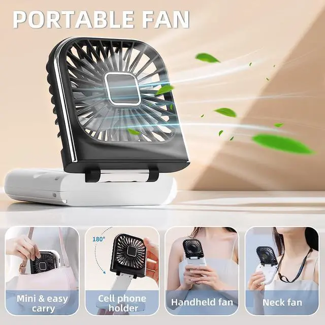 Alt view image 2 of 6 - Mini Handheld Fan - USB Rechargeable 3000mAh Battery Operated, Personal Fan for Outdoor, Indoor, Travel, Camping, Office