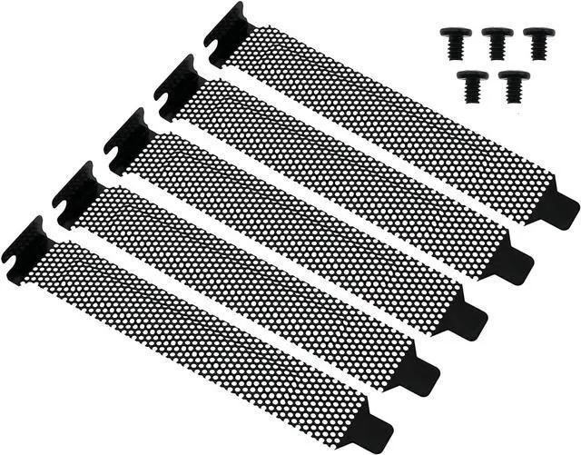 Alt view image 3 of 6 - M PCI Slot Cover 5PCS Black PCI Bracket Vented Slot Covers Hard Steel Dust Filter Blanking Plate with Screws for Computer Cases