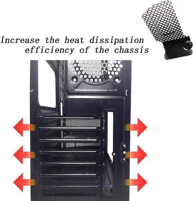 Alt view image 6 of 6 - M PCI Slot Cover 5PCS Black PCI Bracket Vented Slot Covers Hard Steel Dust Filter Blanking Plate with Screws for Computer Cases