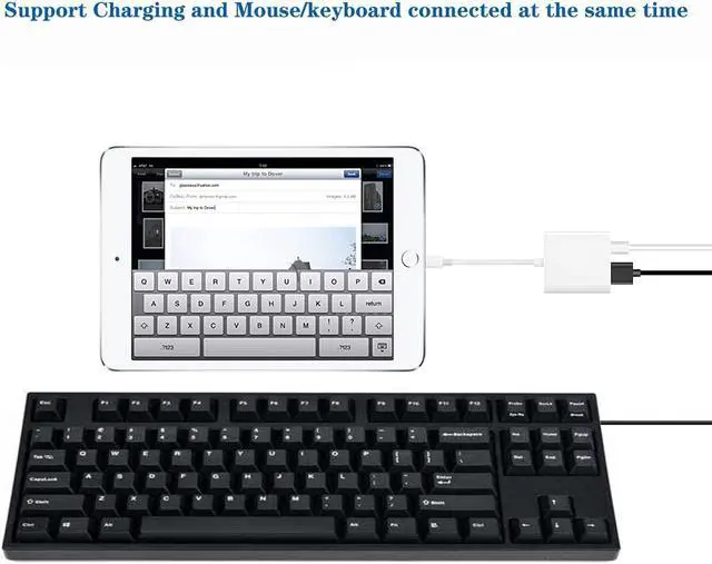 Alt view image 4 of 7 - Lightning to USB Camera Adapter with Charging Port USB 3.0 OTG Cable for iPhone/iPad to Connect Card Reader USB Flash Drive U Disk Keyboard Mouse Hubs MIDI Plug & Play