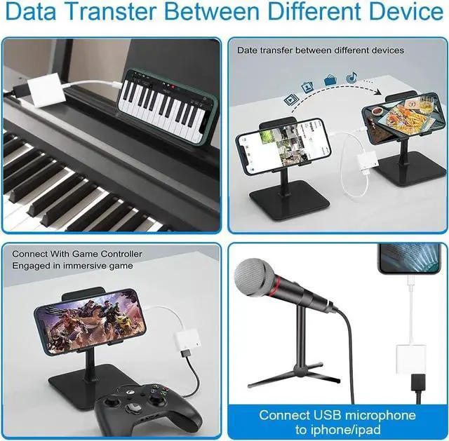 Alt view image 5 of 7 - Lightning to USB Camera Adapter with Charging Port USB 3.0 OTG Cable for iPhone/iPad to Connect Card Reader USB Flash Drive U Disk Keyboard Mouse Hubs MIDI Plug & Play
