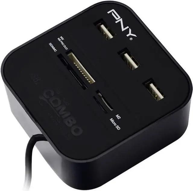 Alt view image 2 of 3 - PNY Multi-Slot USB & Flash Card Reader (P-UBSDRDR21K-RF)