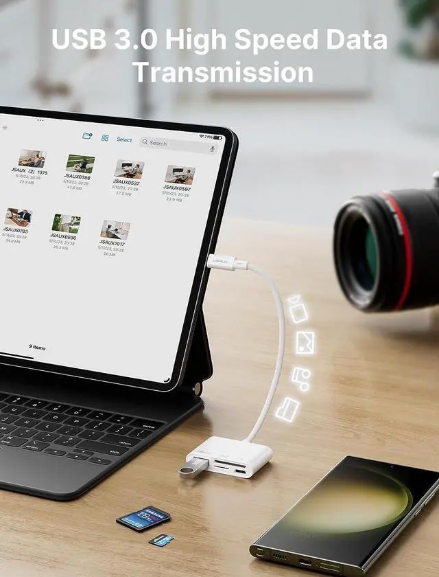 Alt view image 5 of 7 - USB C SD Card Reader with USB 3.0 Port & Charging Port | JSAUX 4-in-1 USB Type-C Micro SD Memory Card Reader OTG Adapter | Compatible with Camera, Android, iPad Pro, MacBook Pro/Air, Galaxy S8 to S23